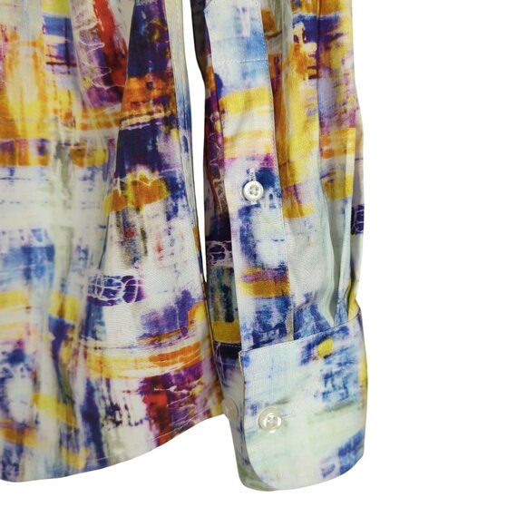 1 like no other long sleeve button front abstract colorful Men's shirt size M - Picture 5 of 16